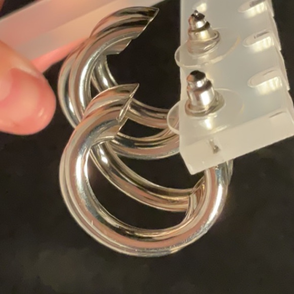 Silver Hoop Earrings - Picture 2 of 5